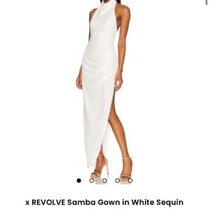 REVOLVE White Sequin Halter Dress